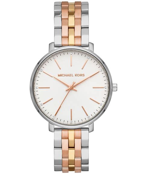 michael kors women's pyper tri-tone stainless steel bracelet watch 38mm|More.